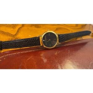 Women's 25mm Gold Tone Lifelong Watch, Motophoto Logo Face, Leather Band